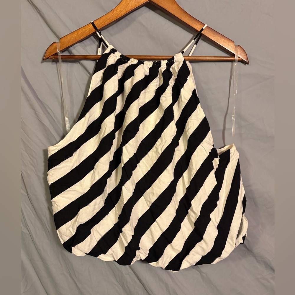 Nine West Blue and White Striped Top